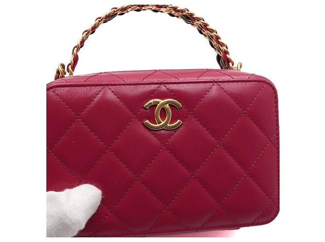 Chanel Borsa Tote in Pelle Rosa con Manico e Tracolla a Catena per Vanity Camera - vista 10
