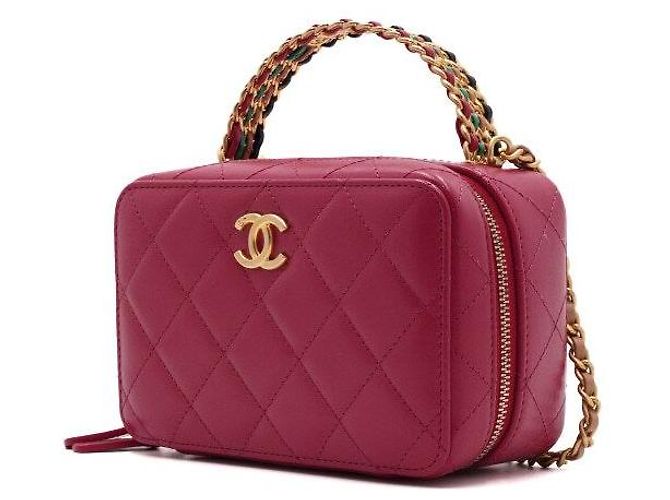 Chanel Borsa Tote in Pelle Rosa con Manico e Tracolla a Catena per Vanity Camera - vista 2