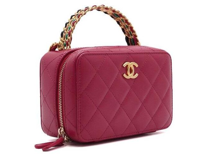 Chanel Borsa Tote in Pelle Rosa con Manico e Tracolla a Catena per Vanity Camera - vista 3