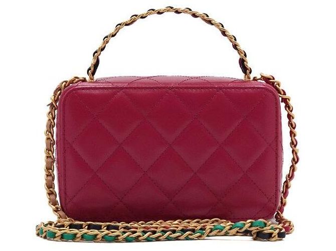 Chanel Borsa Tote in Pelle Rosa con Manico e Tracolla a Catena per Vanity Camera - vista 4