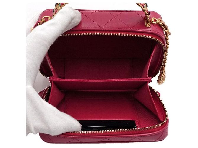 Chanel Borsa Tote in Pelle Rosa con Manico e Tracolla a Catena per Vanity Camera - vista 5