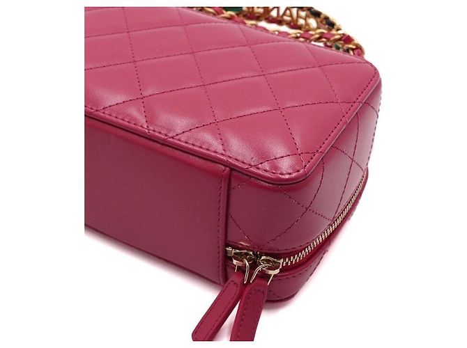 Chanel Borsa Tote in Pelle Rosa con Manico e Tracolla a Catena per Vanity Camera - vista 8