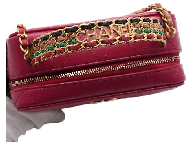 Chanel Borsa Tote in Pelle Rosa con Manico e Tracolla a Catena per Vanity Camera - vista 9