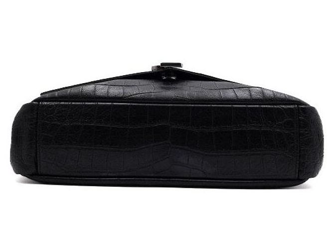 Saint Laurent Grande bolsa tote College com relevo de crocodilo, bolsa de ombro com corrente prateada e transversal Preto - vista 7