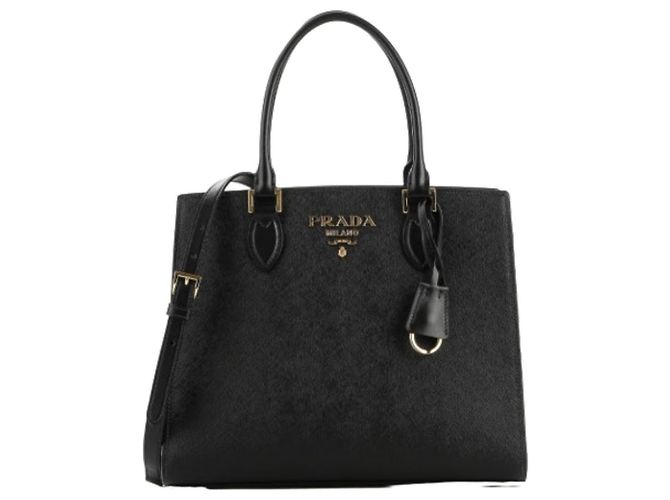 Prada Borsa Tote Quadrata Saffiano Nero - vista 12