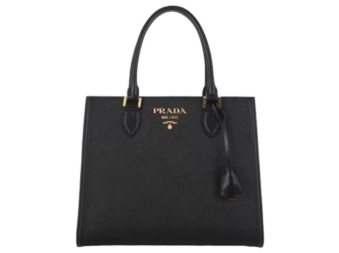 Prada Borsa Tote Quadrata Saffiano Nero - vista 2