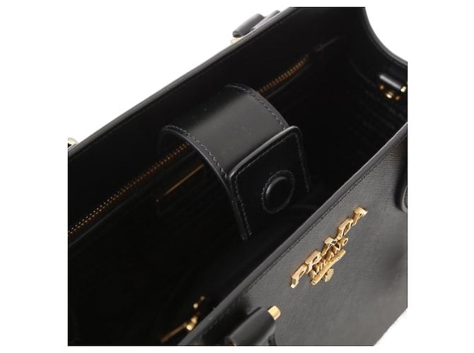 Prada Borsa Tote Quadrata Saffiano Nero - vista 9