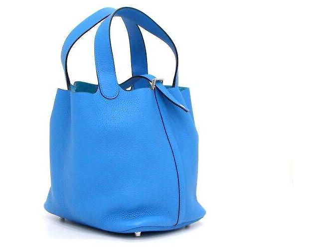 Hermès Picotan Blue Tote Bag mit silberner Hardware Blau - Ansicht 4