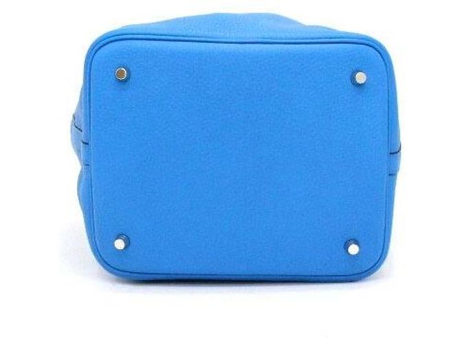 Hermès Picotan Blue Tote Bag mit silberner Hardware Blau - Ansicht 8