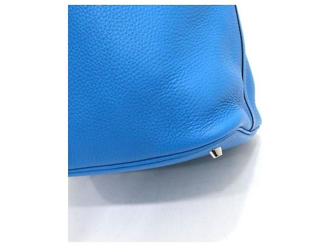Hermès Picotan Blue Tote Bag mit silberner Hardware Blau - Ansicht 9