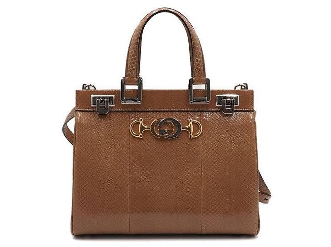 Gucci Braune Python Jumi Small Top Handle Tote Bag und Schultertasche - Ansicht 2