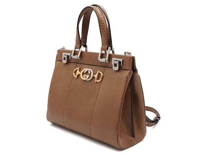 Gucci Braune Python Jumi Small Top Handle Tote Bag und Schultertasche - Ansicht 3