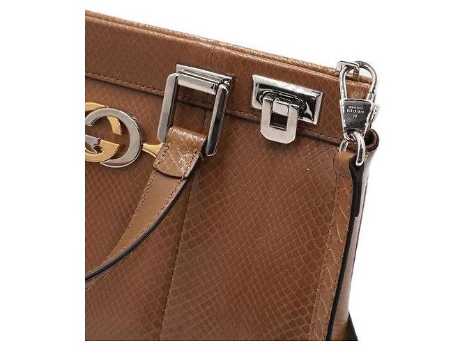 Gucci Braune Python Jumi Small Top Handle Tote Bag und Schultertasche - vista 9