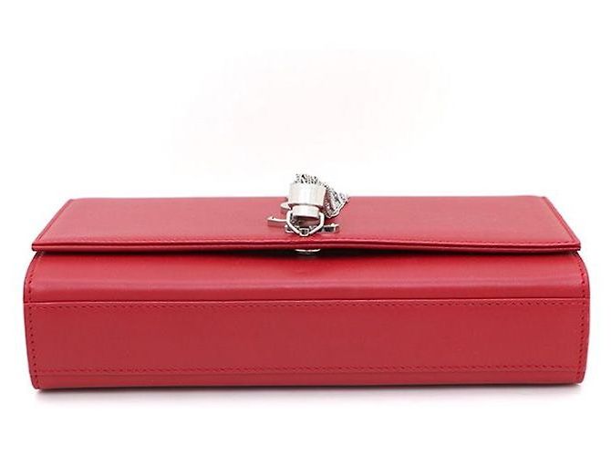 Saint Laurent Borsa Kate Classic Medium con catena argentata, a tracolla o a spalla Rosso - vista 6