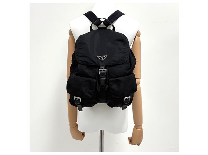 Prada Zaino in Nylon Triangle Logo Medium Nero - vista 4
