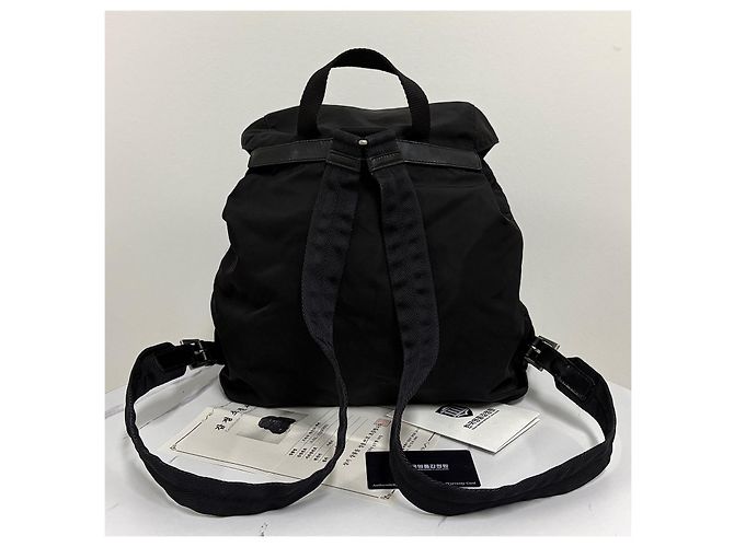 Prada Zaino in Nylon Triangle Logo Medium Nero - vista 5