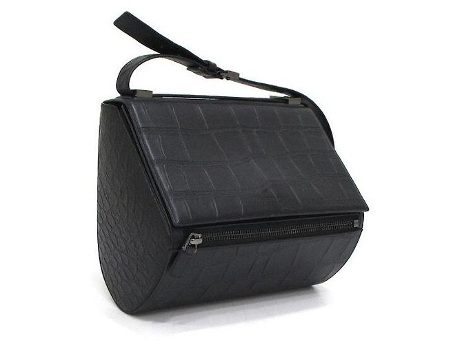 Givenchy Pandora Box Medium Schultertasche mit Krokodilmuster Schwarz - Ansicht 3