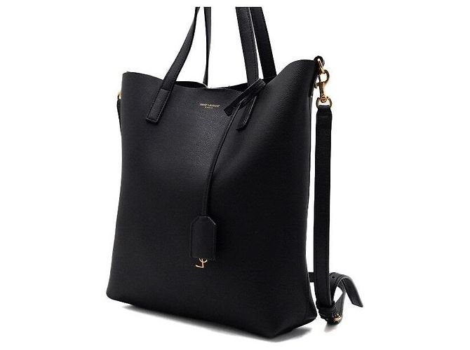 Saint Laurent Schwarzer Leder-Einkaufstote und Schultertasche - Ansicht 2