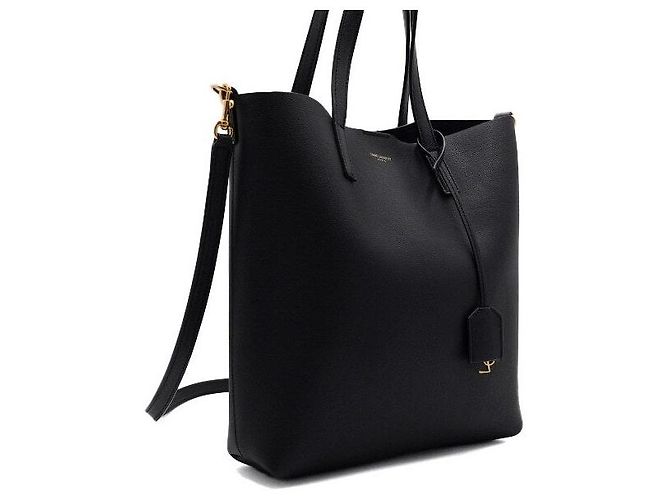 Saint Laurent Schwarzer Leder-Einkaufstote und Schultertasche - Ansicht 3