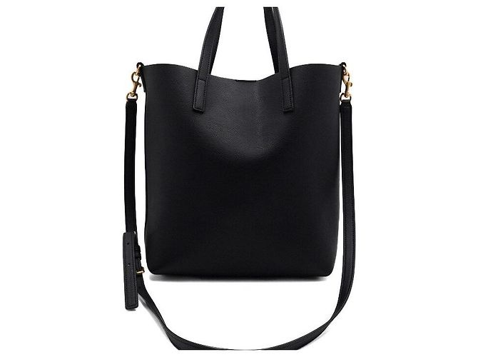 Saint Laurent Schwarzer Leder-Einkaufstote und Schultertasche - Ansicht 4
