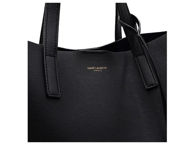 Saint Laurent Schwarzer Leder-Einkaufstote und Schultertasche - Ansicht 8