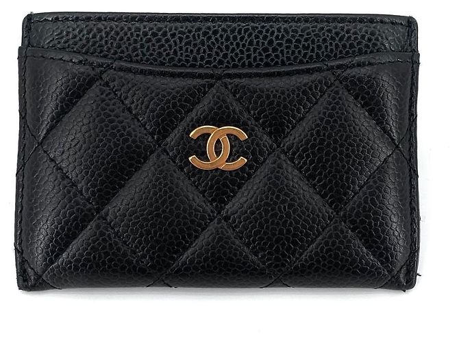 Chanel Kartenetui Classic Caviar vergoldet Kartenetui Kartenfach Schwarz - Ansicht 2