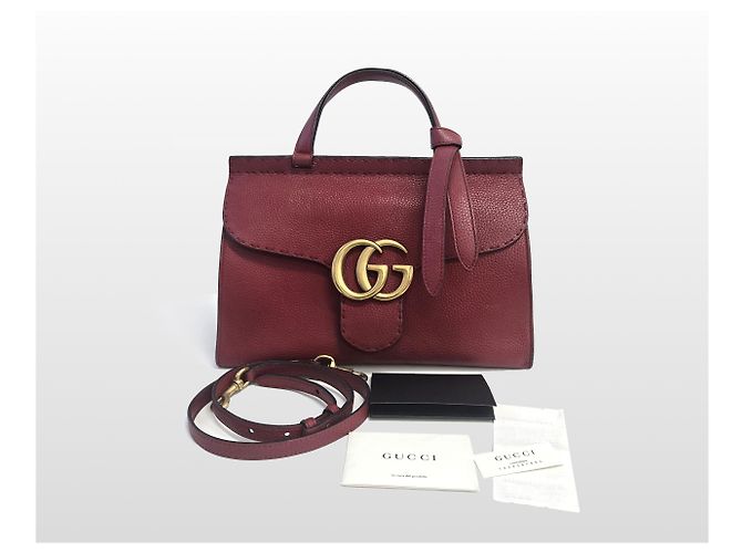 Gucci Piccola borsa a mano e a tracolla in pelle GG Marmont Rosso - vista 10