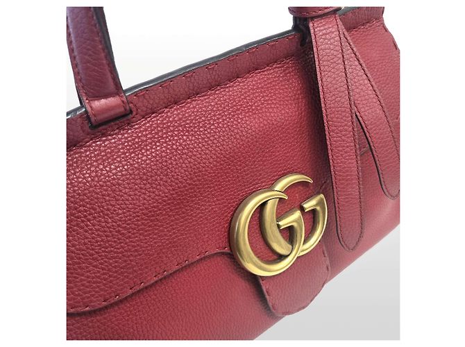 Gucci Piccola borsa a mano e a tracolla in pelle GG Marmont Rosso - vista 5