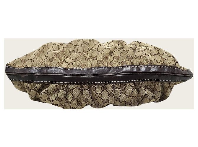 Gucci Borsa Hobo Queen in Jacquard Gold Ribbon Marrone - vista 6