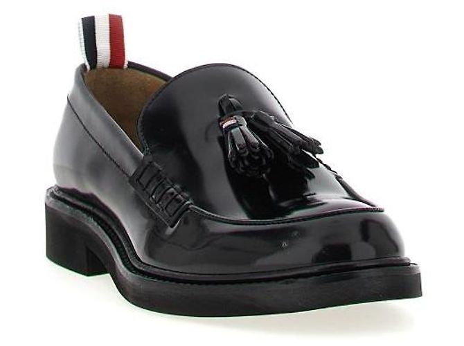 Thom Browne Mocassini con nappe in pelle di vitello lucida Microsol Nero - vista 5