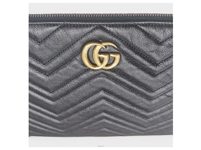 Gucci Clutch in pelle GG Marmont Nero - vista 4