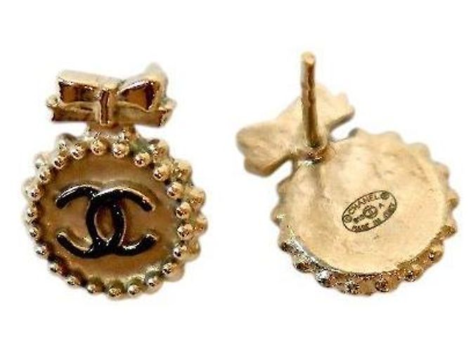 Chanel Ribbon CC Gold Ohrringe Schwarz - Ansicht 4