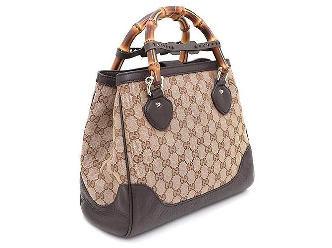 Bamboo Gucci Borsa Tote e Borsa a Spalla in Jacquard con Logo GG e Manico in Bambù Marrone - vista 2