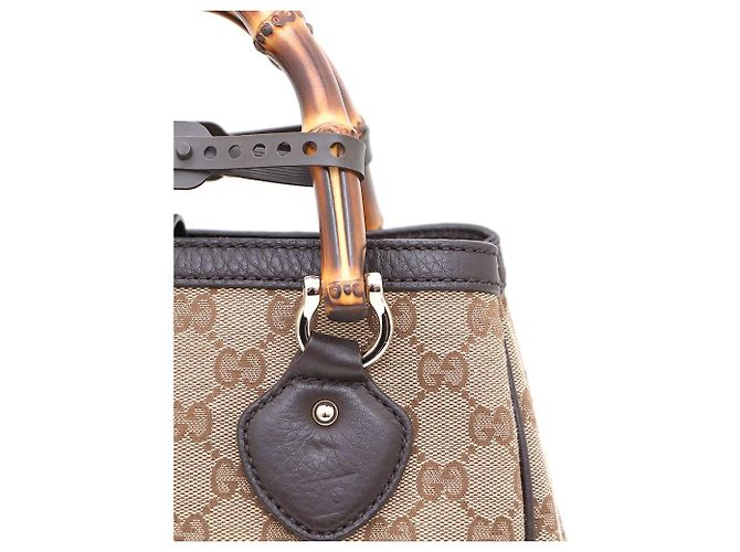Bamboo Gucci Borsa Tote e Borsa a Spalla in Jacquard con Logo GG e Manico in Bambù Marrone - vista 5