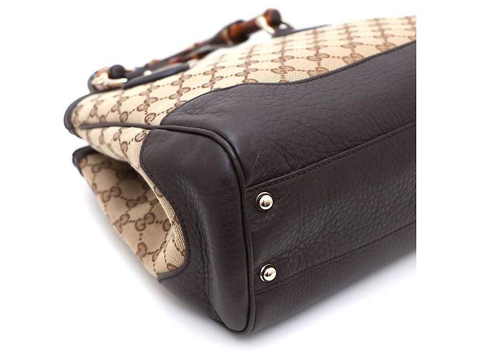 Bamboo Gucci Borsa Tote e Borsa a Spalla in Jacquard con Logo GG e Manico in Bambù Marrone - vista 6