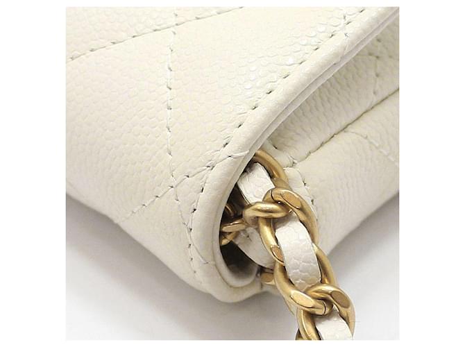 Chanel Mini-Gürteltasche Caviar mit CC-Logo Weiß - Ansicht 10