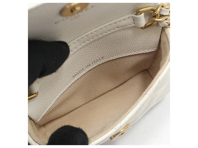 Chanel Mini-Gürteltasche Caviar mit CC-Logo Weiß - Ansicht 12