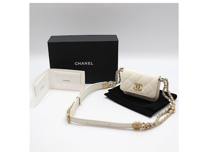 Chanel Mini-Gürteltasche Caviar mit CC-Logo Weiß - Ansicht 2