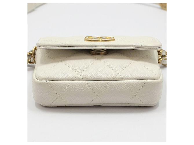 Chanel Mini-Gürteltasche Caviar mit CC-Logo Weiß - Ansicht 5