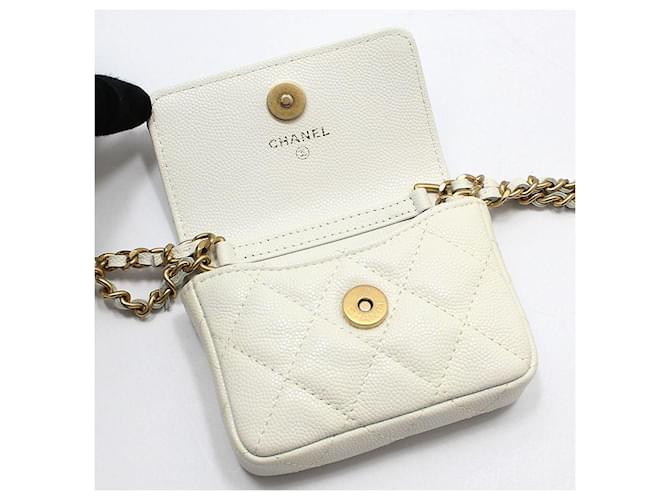 Chanel Mini-Gürteltasche Caviar mit CC-Logo Weiß - Ansicht 6