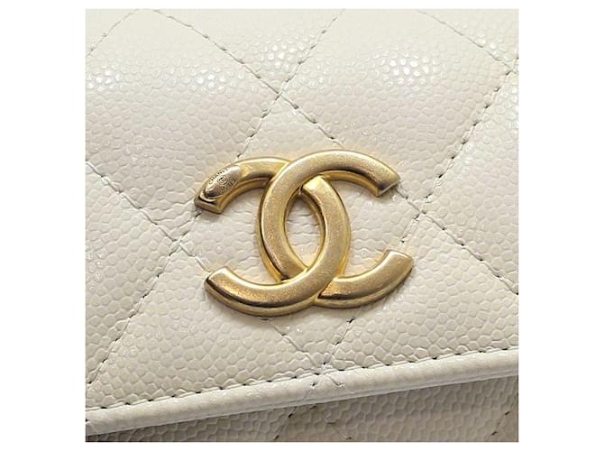 Chanel Mini-Gürteltasche Caviar mit CC-Logo Weiß - Ansicht 9