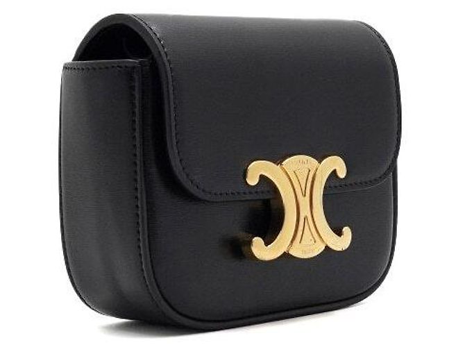 Céline Mini clutch a tracolla in pelle di vitello nera - vista 4
