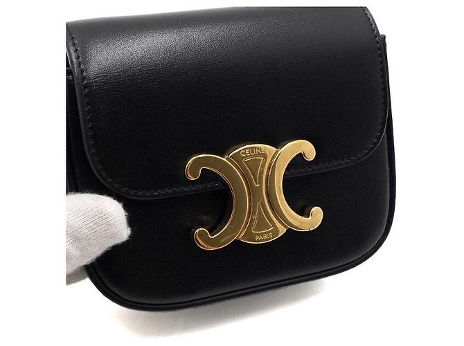 Céline Mini clutch a tracolla in pelle di vitello nera - vista 5