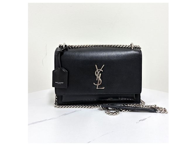 Saint Laurent Sunset Chain Schultertasche Medium Schwarz - Ansicht 7