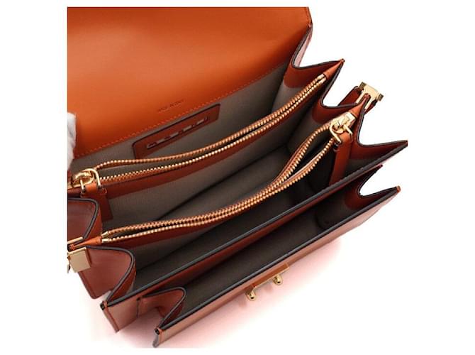 Marni Trunk Saffiano Schultertasche und Umhängetasche Orange - Ansicht 5