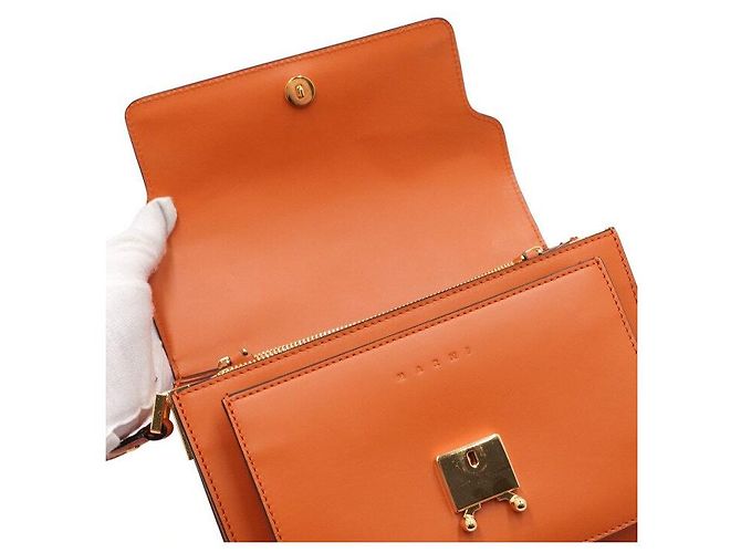 Marni Trunk Saffiano Schultertasche und Umhängetasche Orange - Ansicht 6