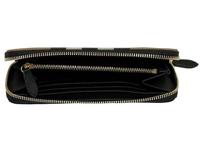 Burberry Langer Reißverschluss-Geldbörse aus Canvas Schwarz - Ansicht 10