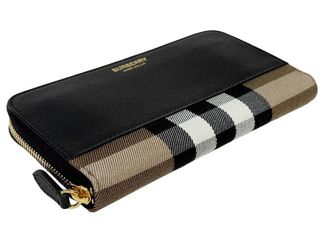 Burberry Langer Reißverschluss-Geldbörse aus Canvas Schwarz - Ansicht 8