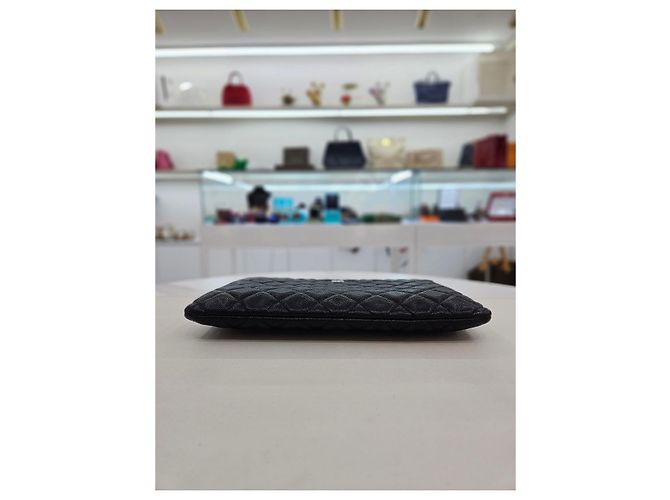 Chanel Clutch Caviar New Medium Silver-Tone Series Nero - vista 13