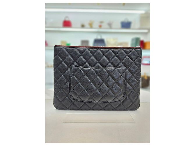 Chanel Clutch Caviar New Medium Silver-Tone Series Nero - vista 6